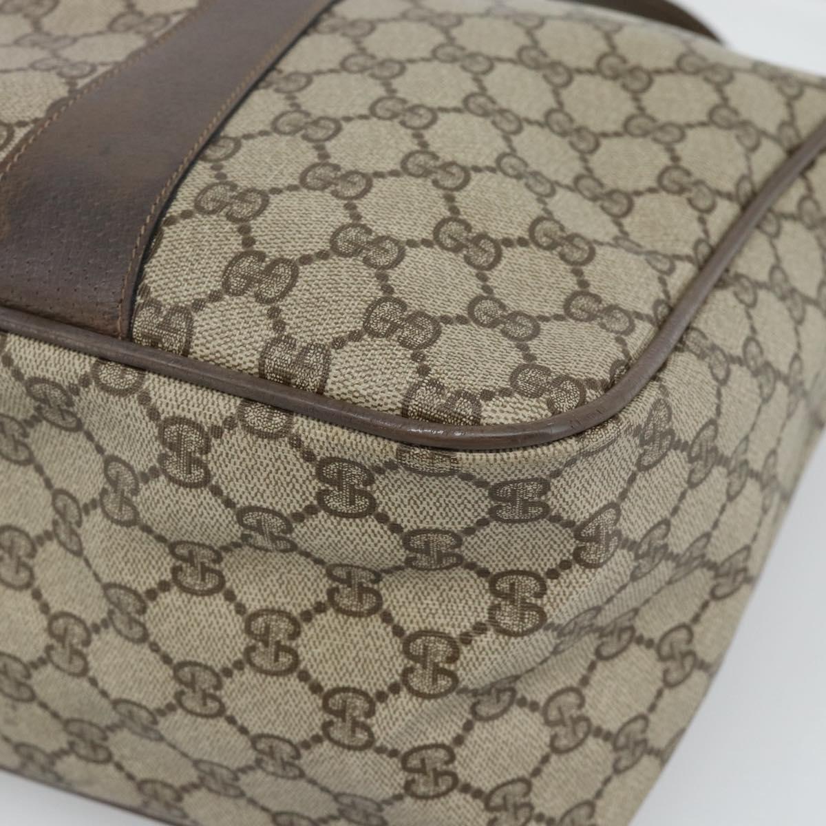 GUCCI GG Supreme Hand Bag PVC Leather 2way Beige Gold Auth BA13959