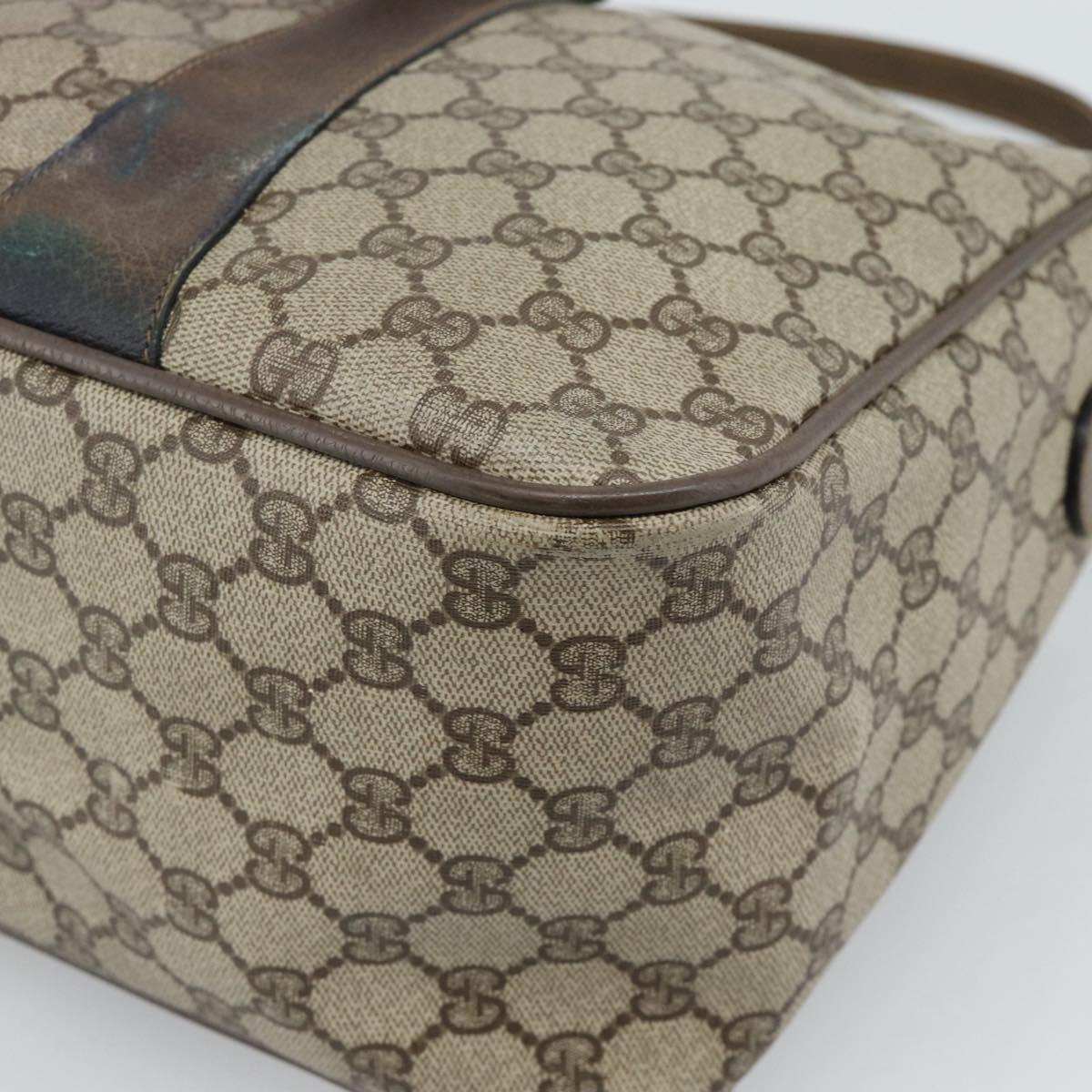 GUCCI GG Supreme Hand Bag PVC Leather 2way Beige Gold Auth BA13959