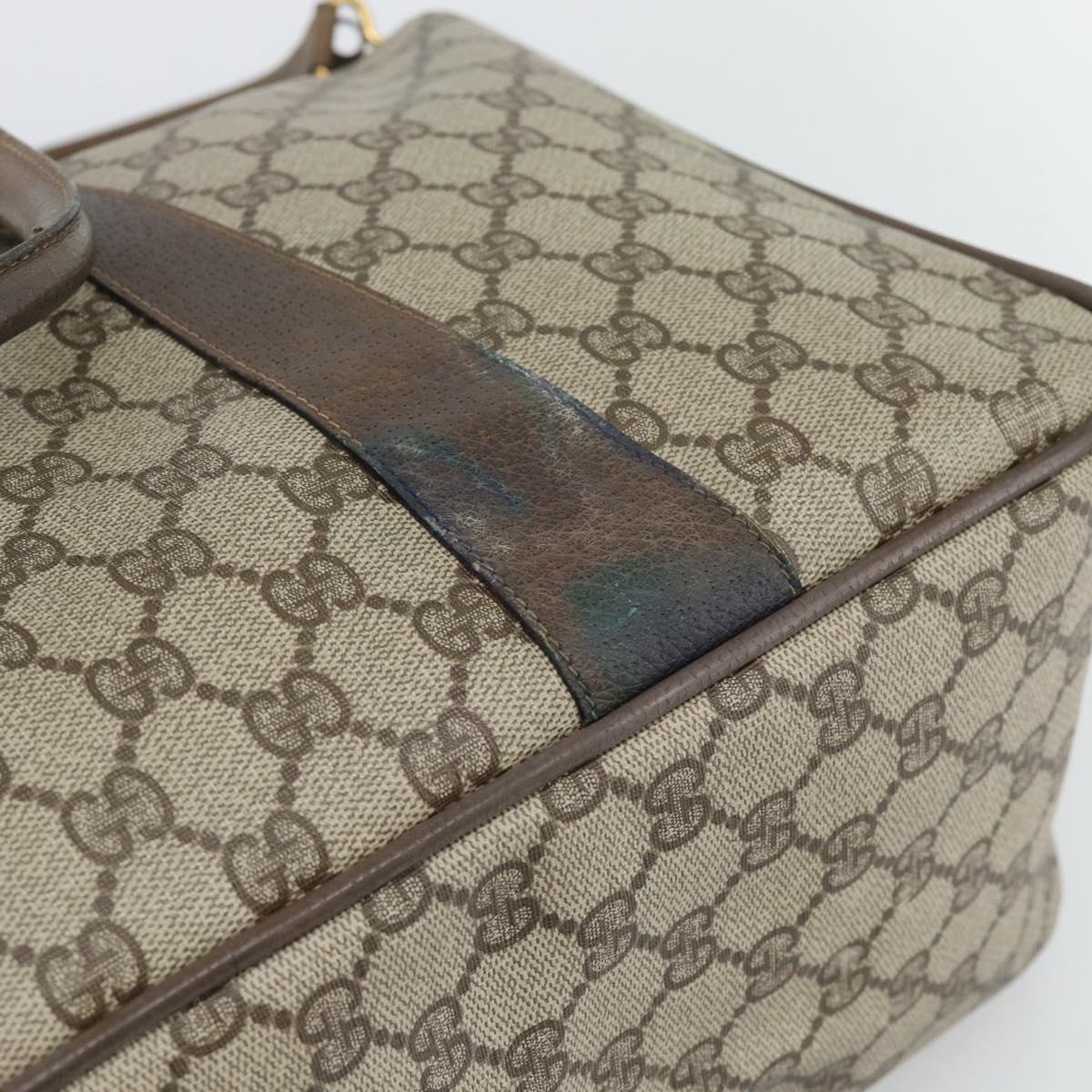 GUCCI GG Supreme Hand Bag PVC Leather 2way Beige Gold Auth BA13959