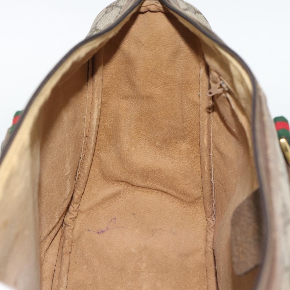 GUCCI GG Supreme Hand Bag PVC Leather 2way Beige Gold Auth BA13959
