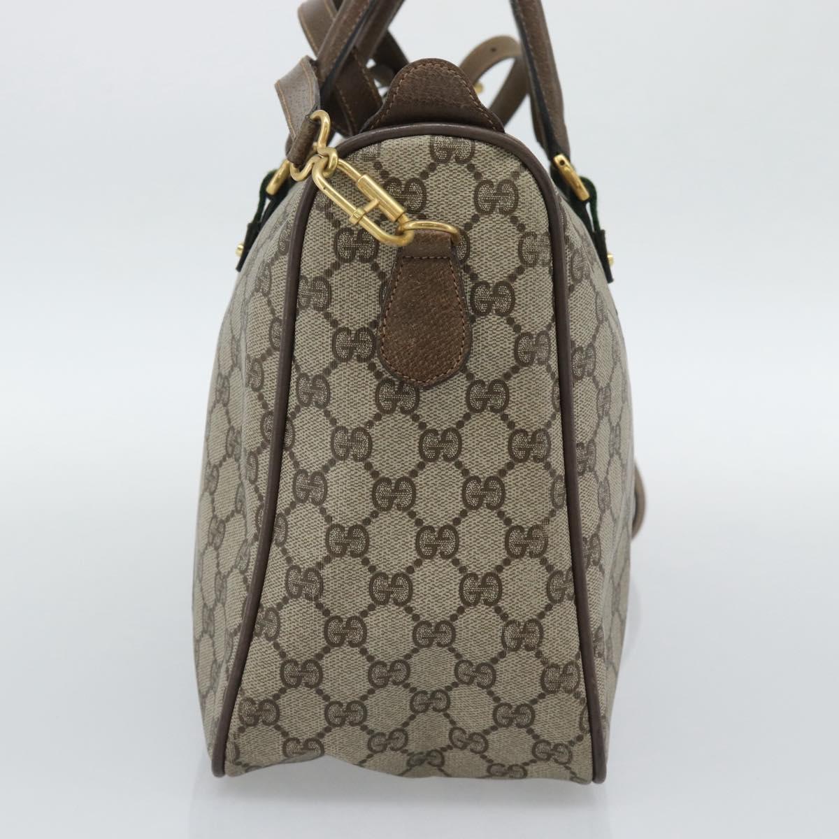 GUCCI GG Supreme Hand Bag PVC Leather 2way Beige Gold Auth BA13959