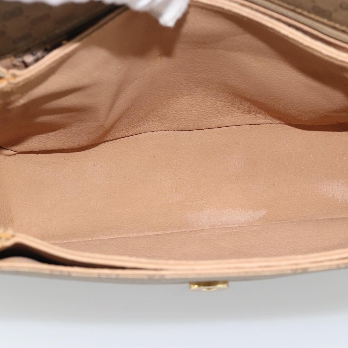 GUCCI Micro GG Shoulder Bag PVC Leather Beige Gold Auth BA13960