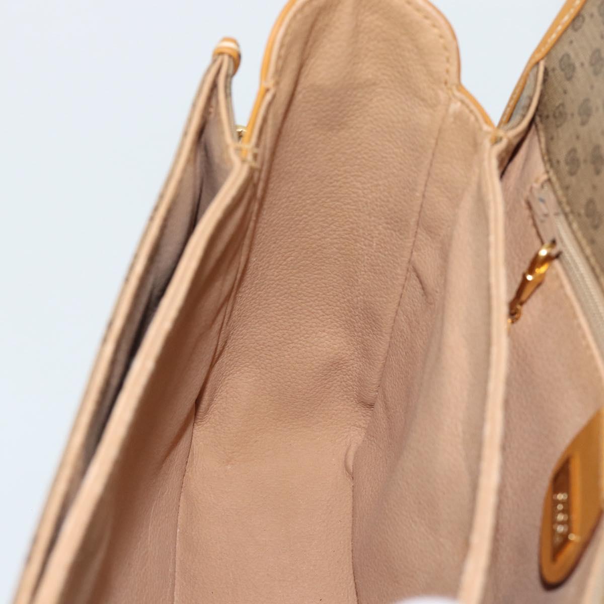 GUCCI Micro GG Shoulder Bag PVC Leather Beige Gold Auth BA13960