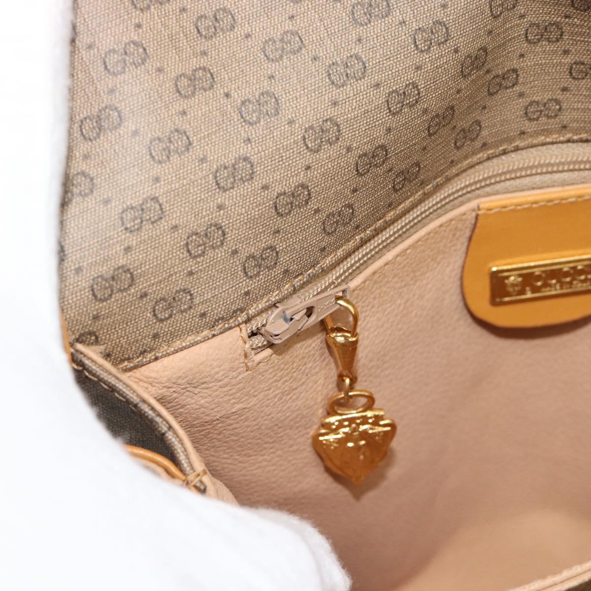 GUCCI Micro GG Shoulder Bag PVC Leather Beige Gold Auth BA13960