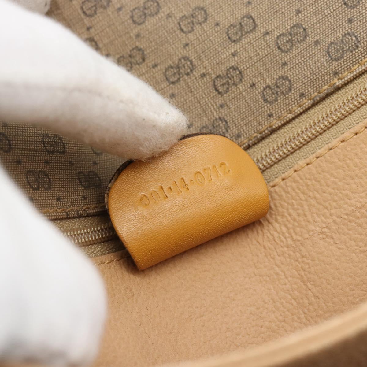 GUCCI Micro GG Shoulder Bag PVC Leather Beige Gold Auth BA13960