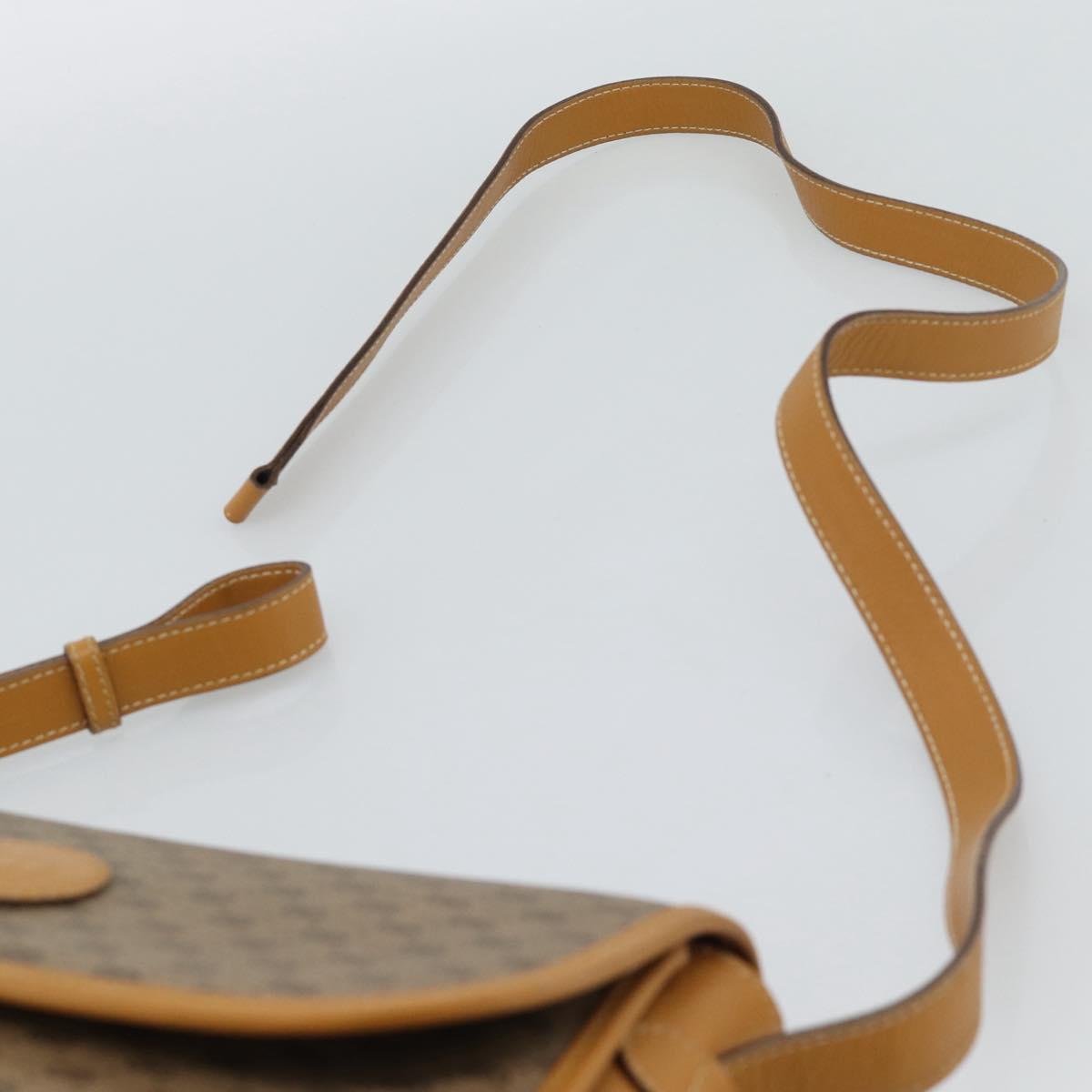 GUCCI Micro GG Shoulder Bag PVC Leather Beige Gold Auth BA13960