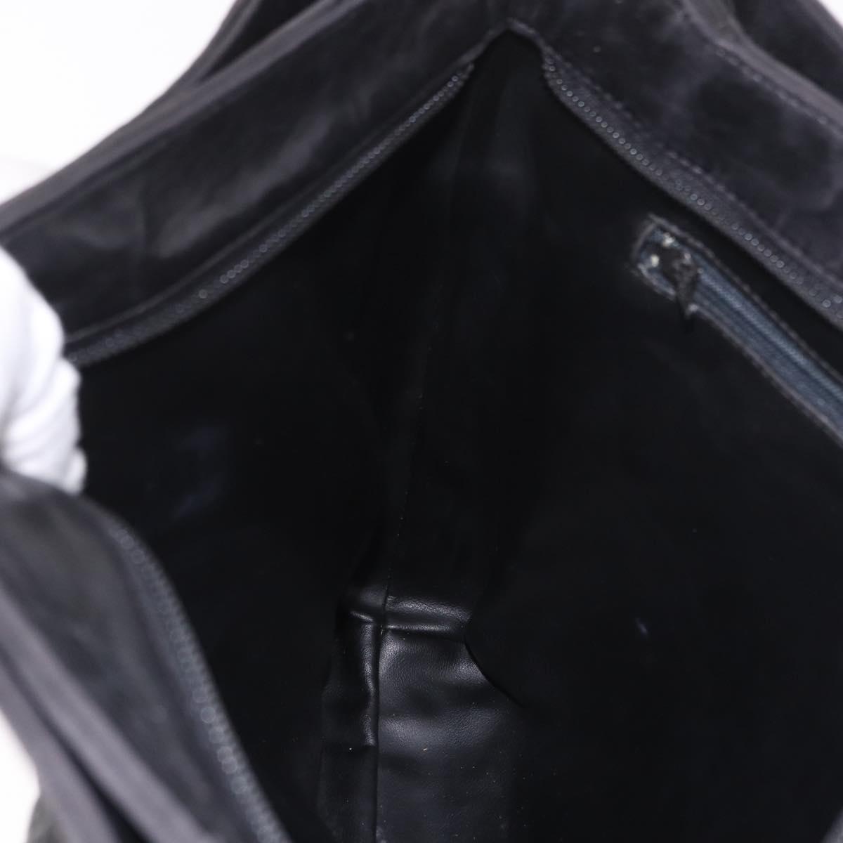 BALLY Chain Tote Bag Leather Black Gold Auth BA13962
