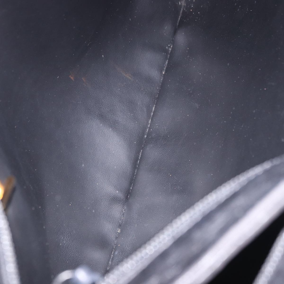 BALLY Chain Tote Bag Leather Black Gold Auth BA13962