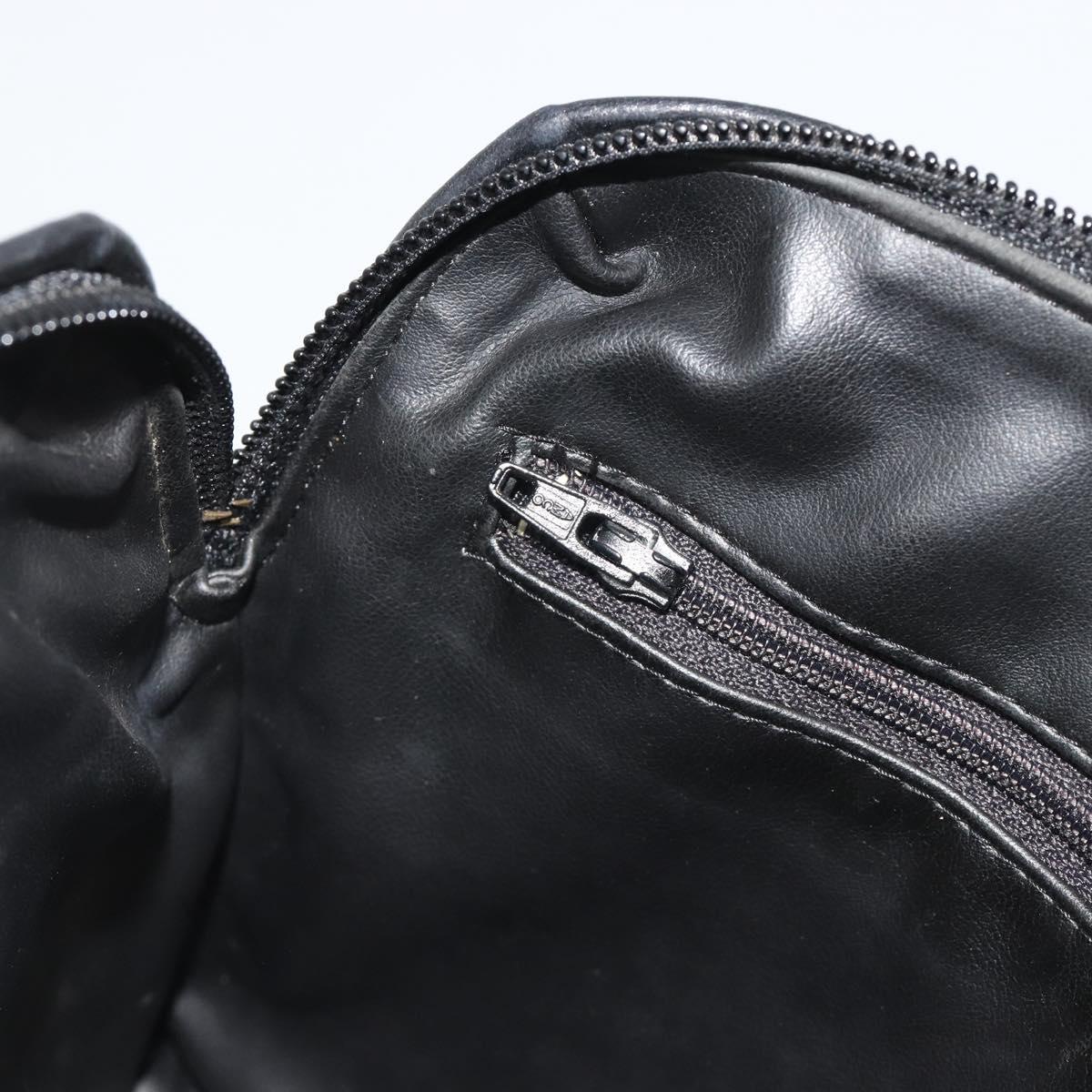 BALLY Chain Shoulder Bag Leather Black Gold Auth BA13963A