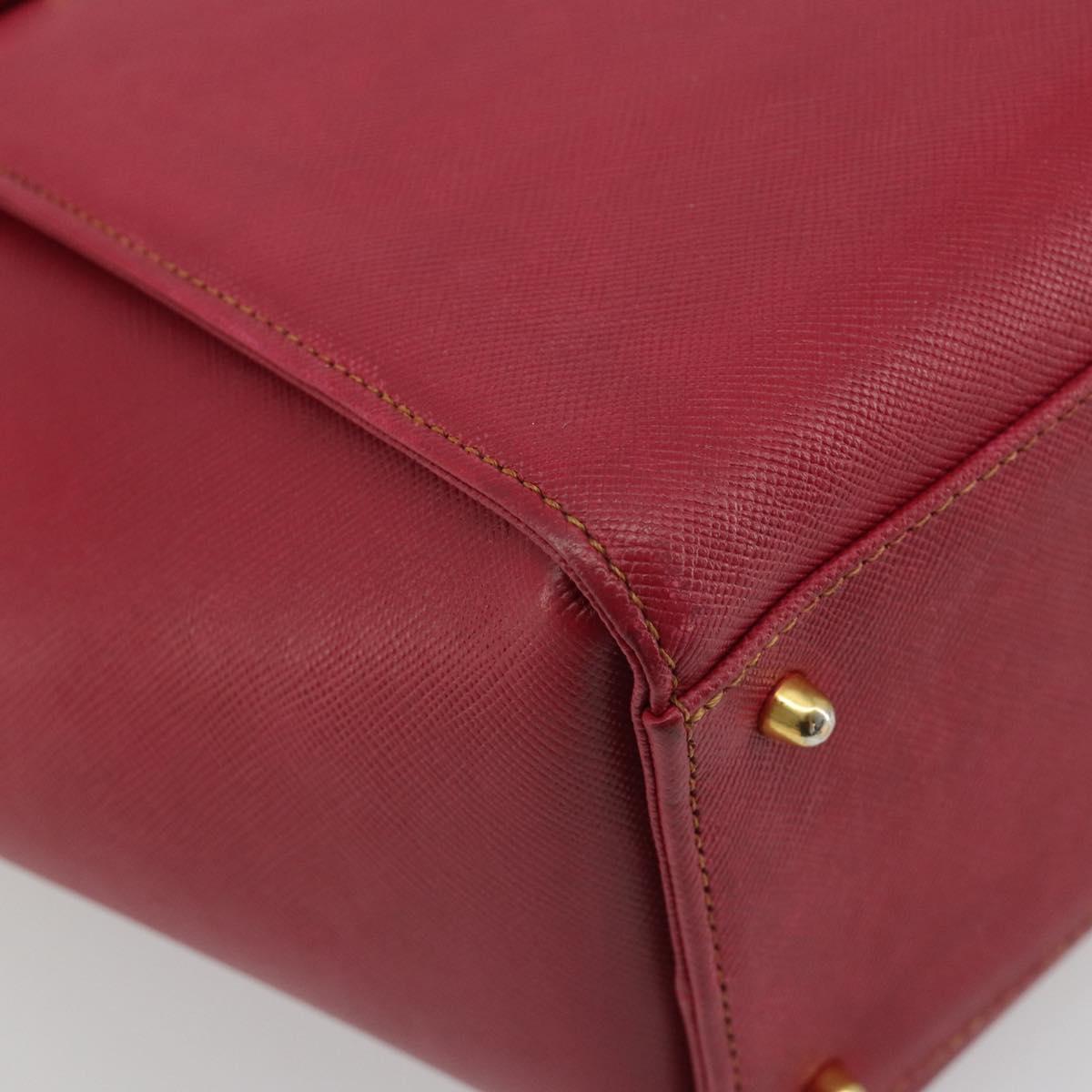 VALENTINO Hand Bag Leather Red Gold Auth BA13964