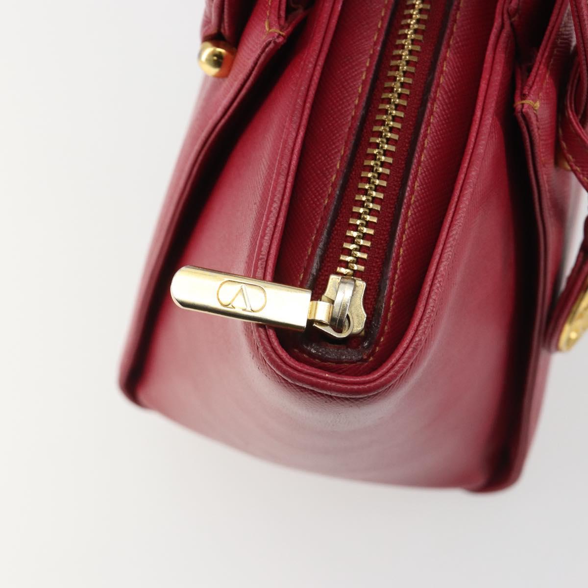 VALENTINO Hand Bag Leather Red Gold Auth BA13964