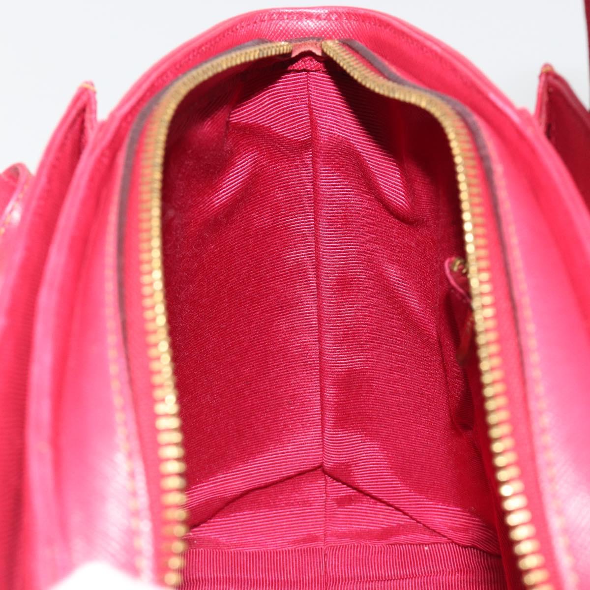 VALENTINO Hand Bag Leather Red Gold Auth BA13964