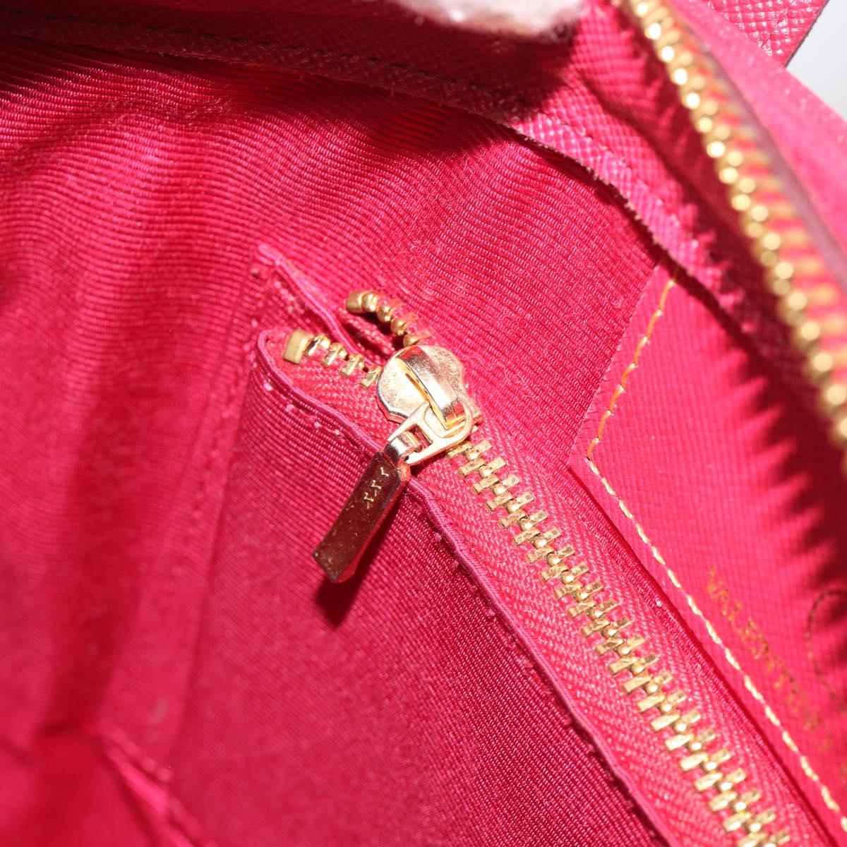 VALENTINO Hand Bag Leather Red Gold Auth BA13964