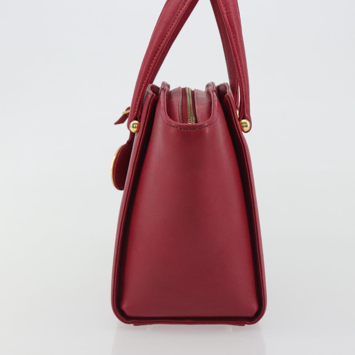 VALENTINO Hand Bag Leather Red Gold Auth BA13964