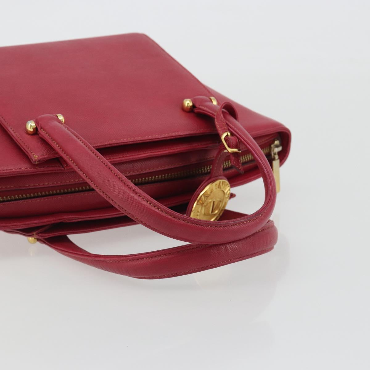 VALENTINO Hand Bag Leather Red Gold Auth BA13964