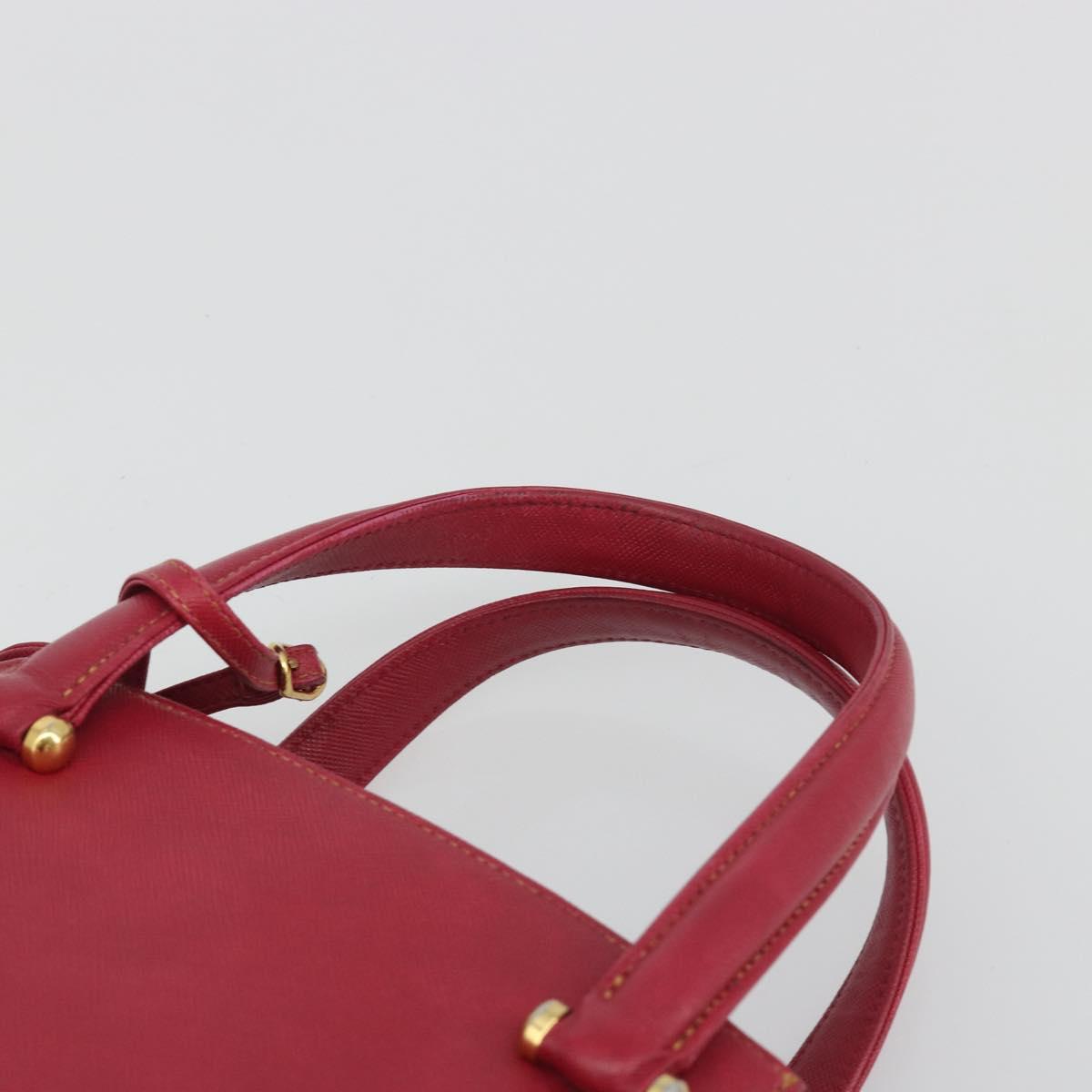 VALENTINO Hand Bag Leather Red Gold Auth BA13964