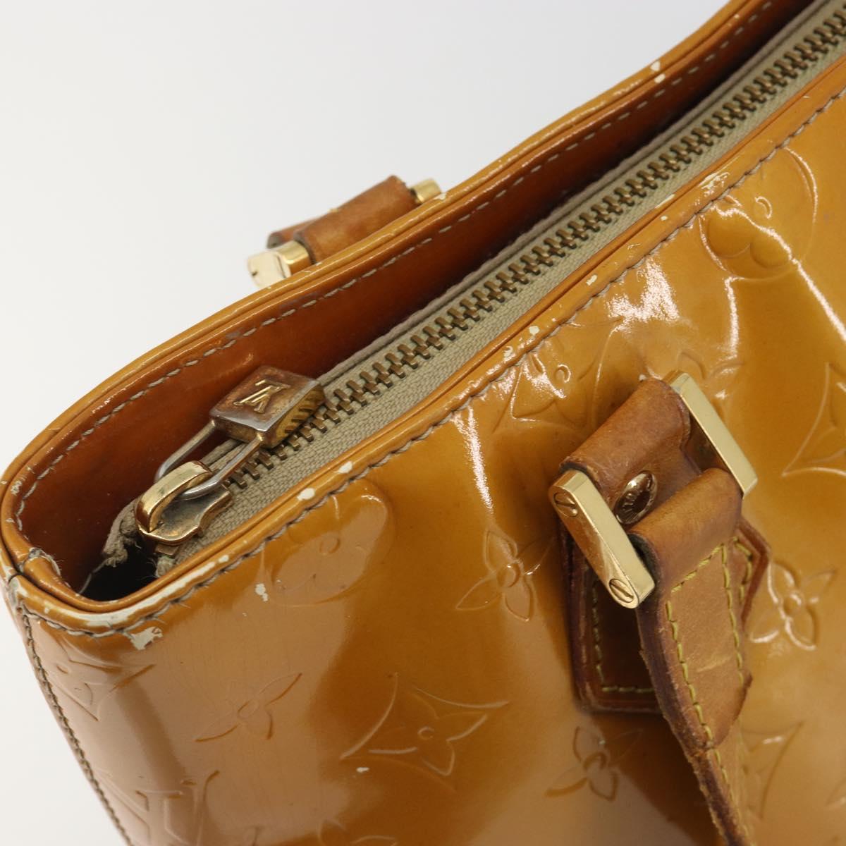LOUIS VUITTON Monogram Vernis Houston Hand Bag Beige M91004 LV Auth BA13970