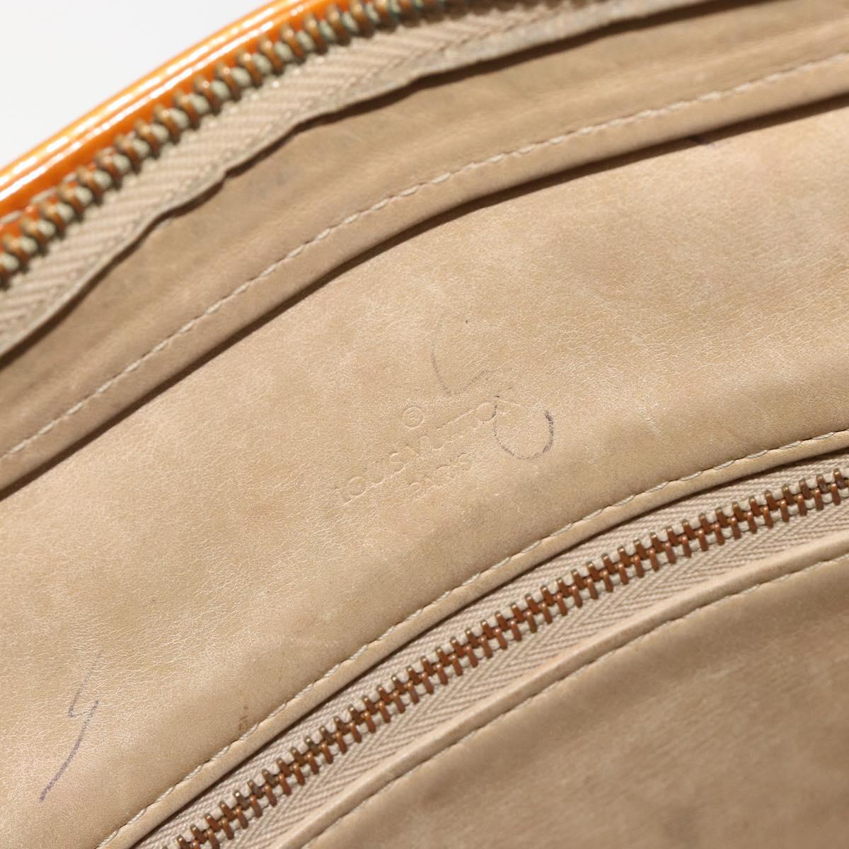 LOUIS VUITTON Monogram Vernis Houston Hand Bag Beige M91004 LV Auth BA13970