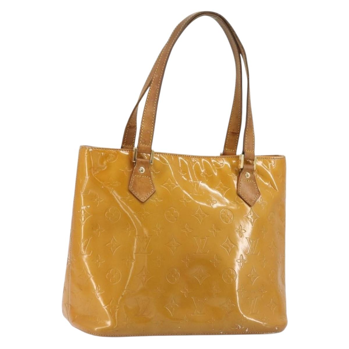 LOUIS VUITTON Monogram Vernis Houston Hand Bag Beige M91004 LV Auth BA13970