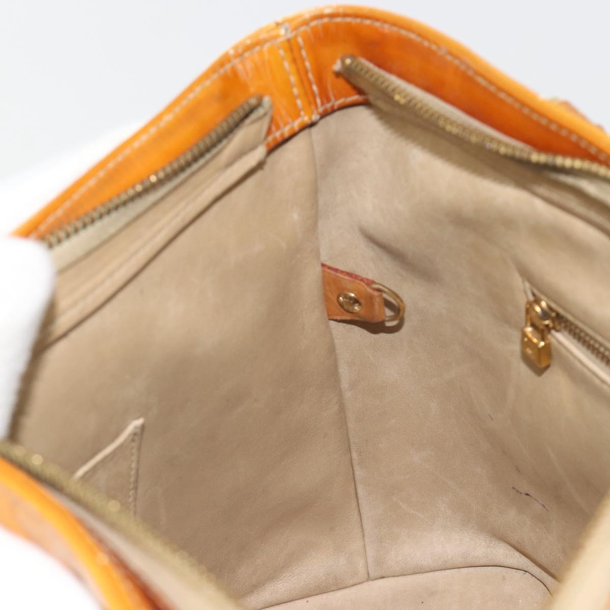 LOUIS VUITTON Monogram Vernis Houston Hand Bag Beige M91004 LV Auth BA13970