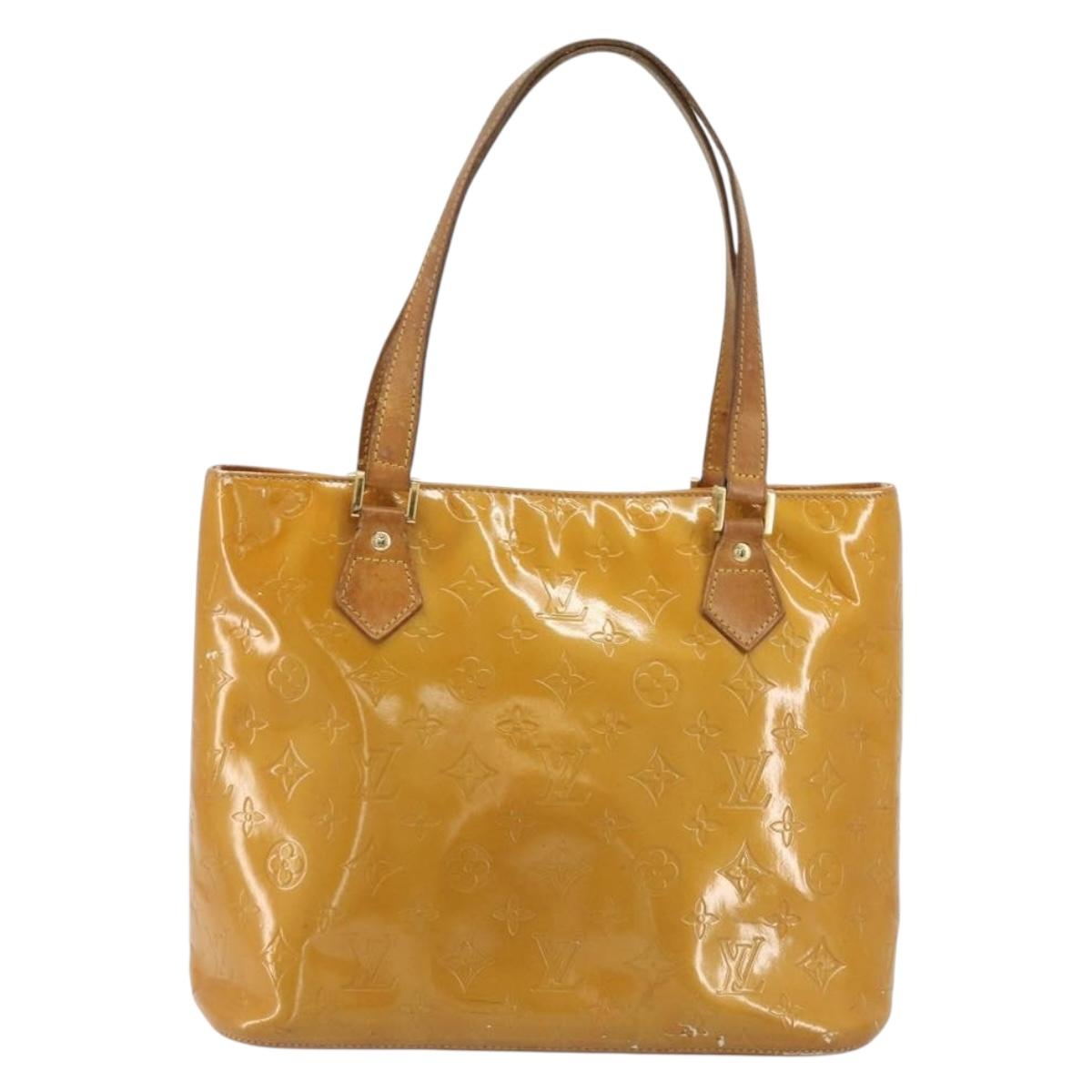 LOUIS VUITTON Monogram Vernis Houston Hand Bag Beige M91004 LV Auth BA13970
