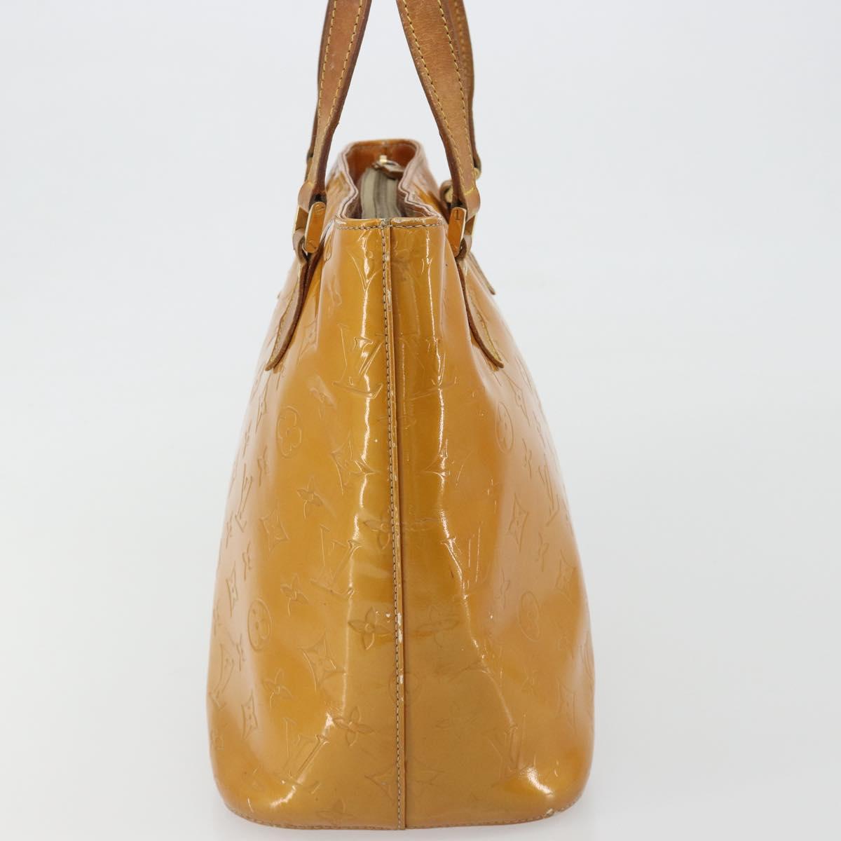 LOUIS VUITTON Monogram Vernis Houston Hand Bag Beige M91004 LV Auth BA13970