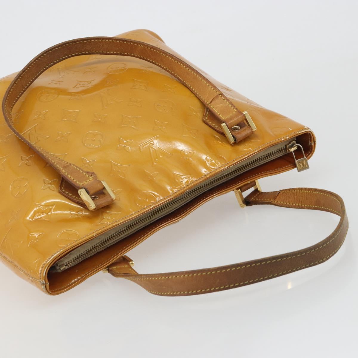 LOUIS VUITTON Monogram Vernis Houston Hand Bag Beige M91004 LV Auth BA13970