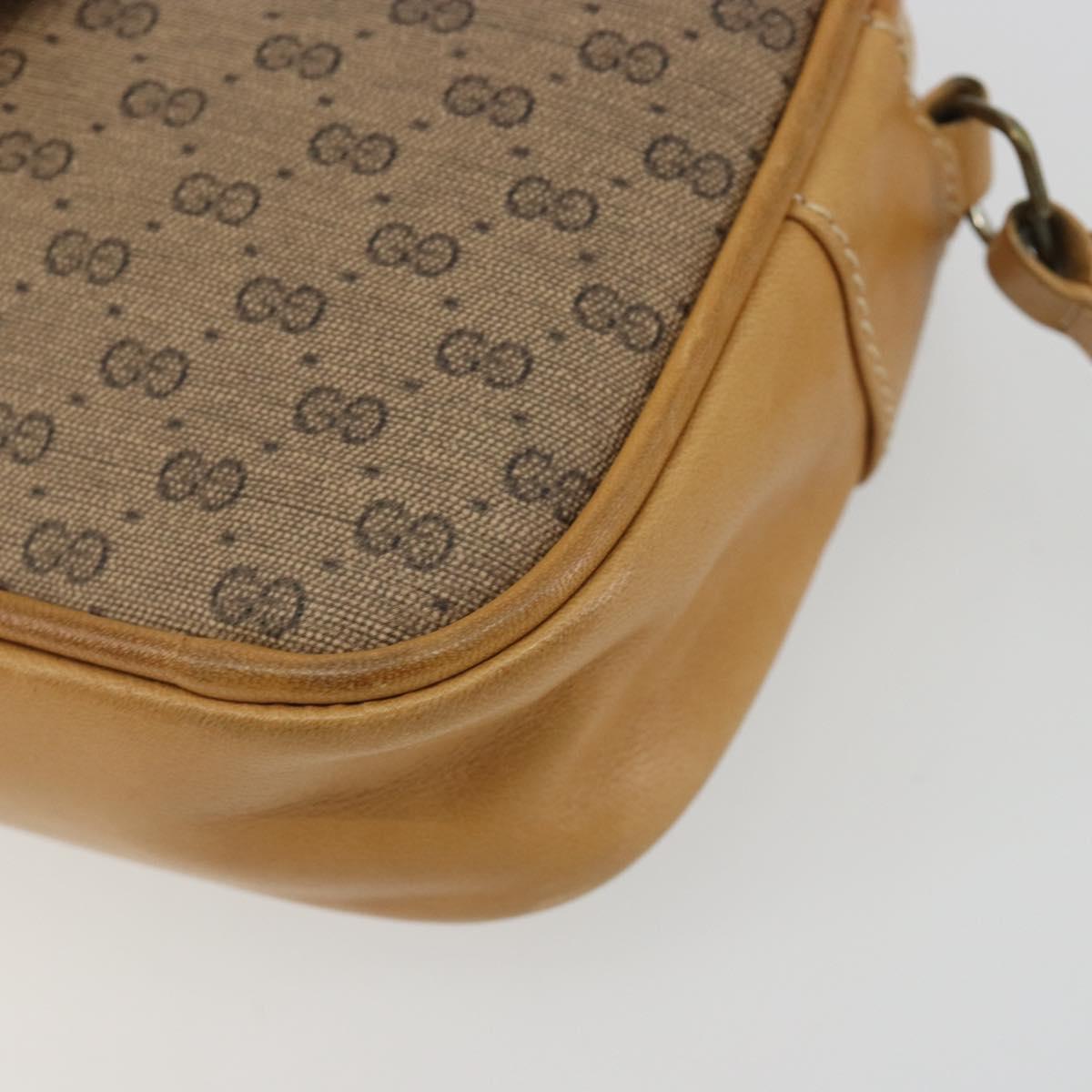 GUCCI Micro GG Shoulder Bag PVC Leather Beige Gold Auth BA13971A