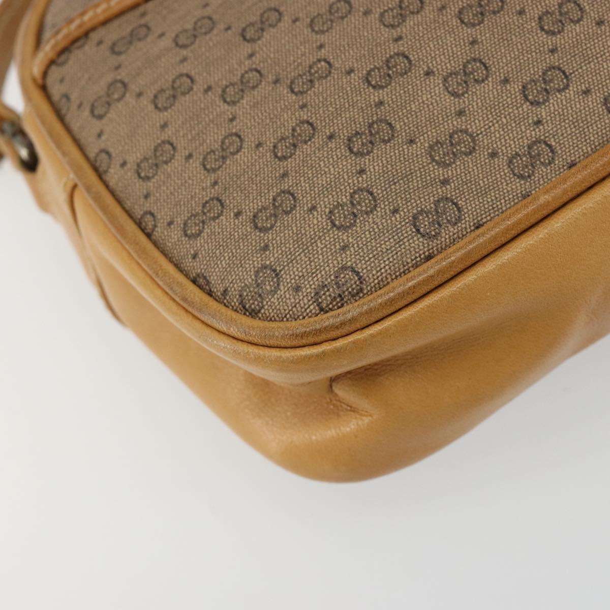 GUCCI Micro GG Shoulder Bag PVC Leather Beige Gold Auth BA13971A
