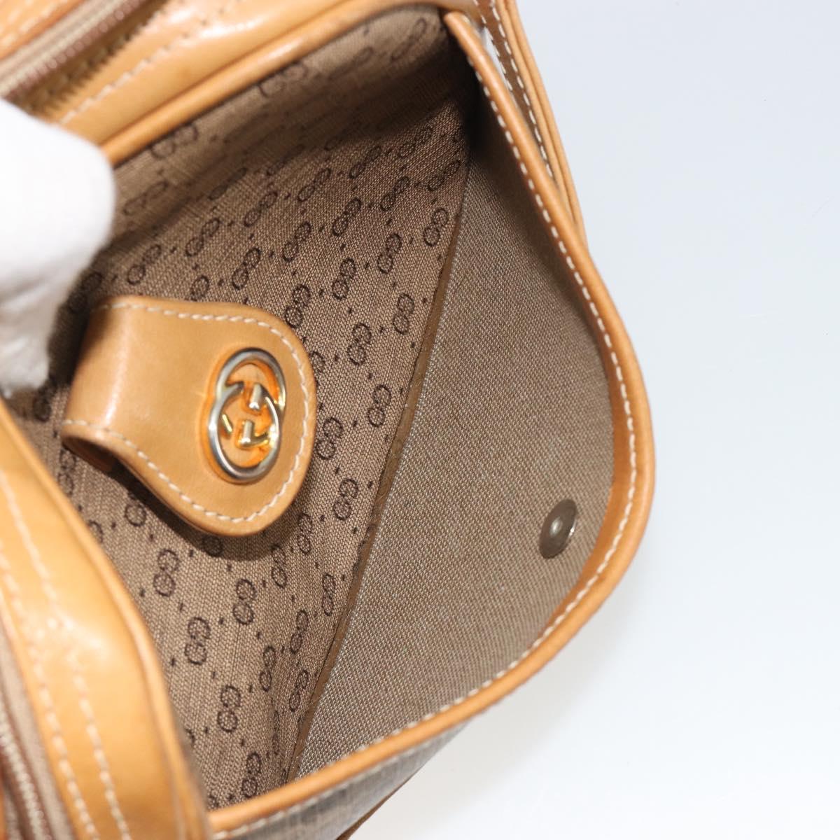 GUCCI Micro GG Shoulder Bag PVC Leather Beige Gold Auth BA13971A