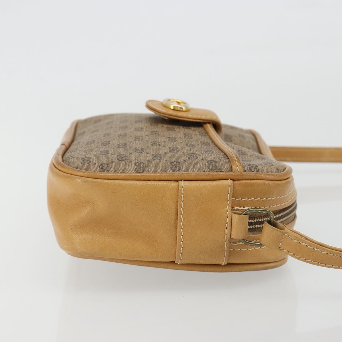 GUCCI Micro GG Shoulder Bag PVC Leather Beige Gold Auth BA13971A
