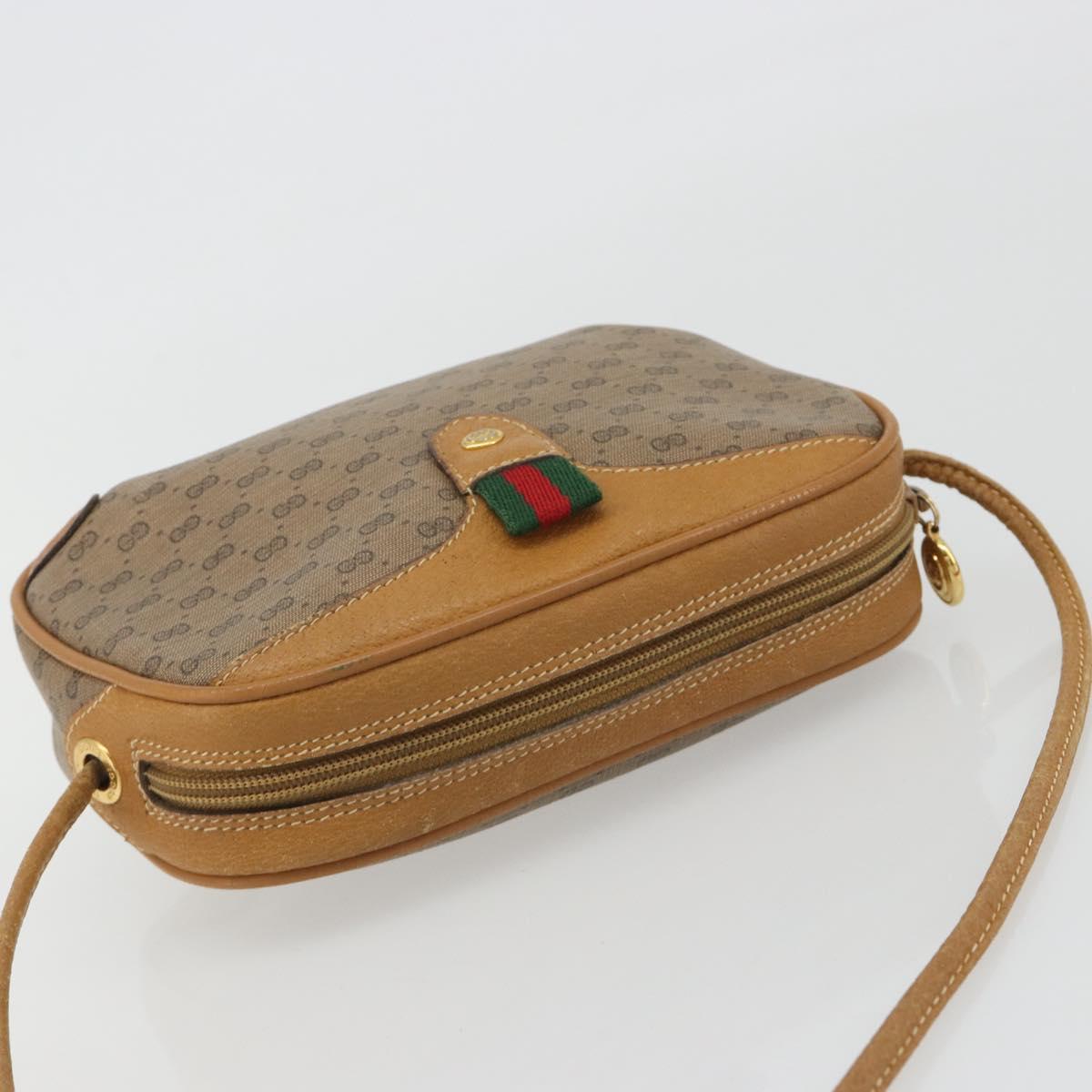 GUCCI Micro GG Shoulder Bag PVC Leather Beige 156 02 066 Auth BA13972