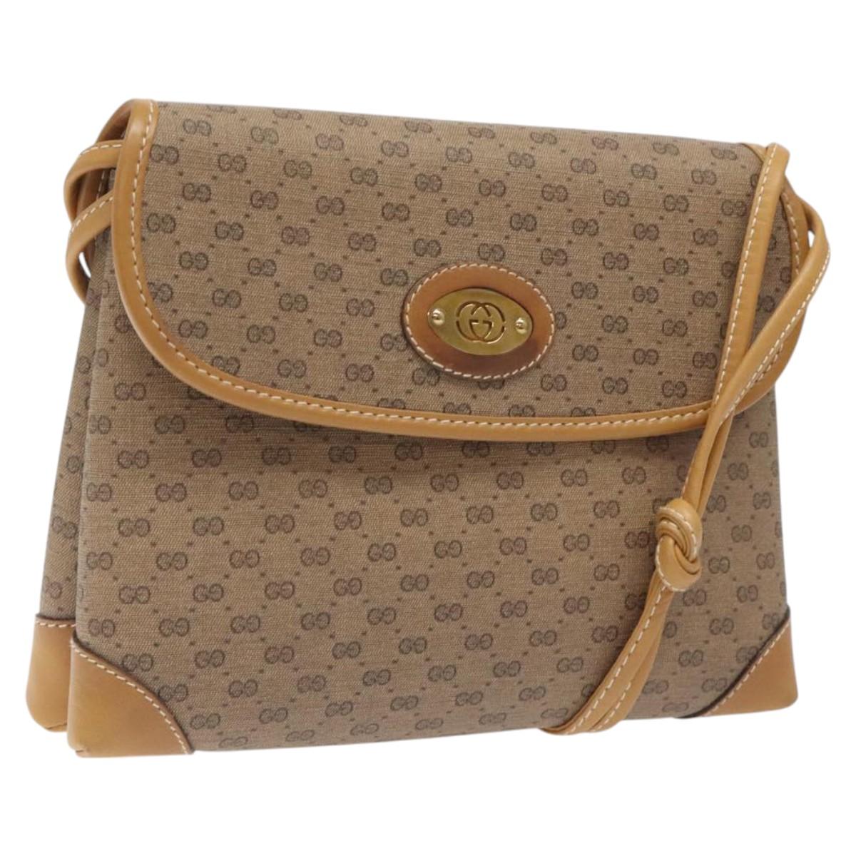 GUCCI Micro GG Supreme Shoulder Bag Beige Gold 007 92 5548 Auth BA1398