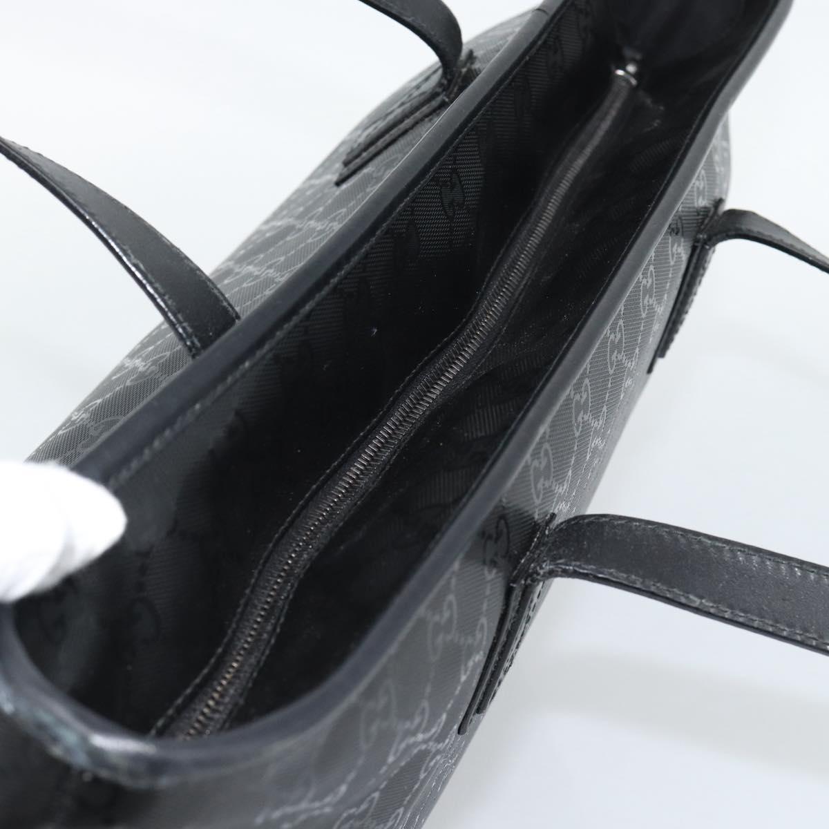 GUCCI GG implementation Tote Bag PVC Leather Black 211137 Auth BA13986A