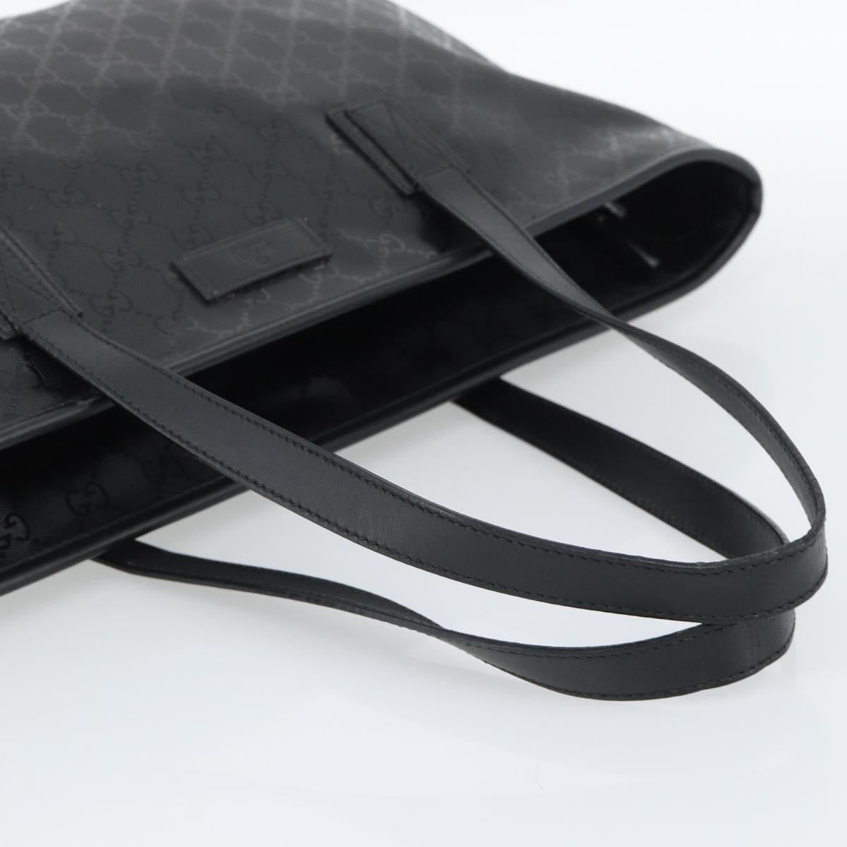 GUCCI GG implementation Tote Bag PVC Leather Black 211137 Auth BA13986A