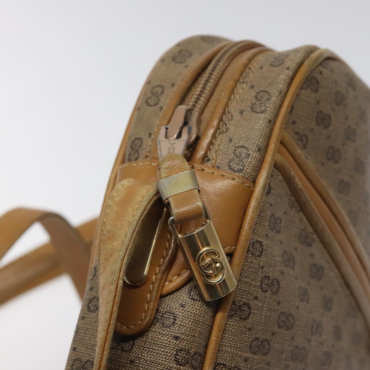 GUCCI Micro GG Supreme Shoulder Bag PVC Beige Auth BA1399