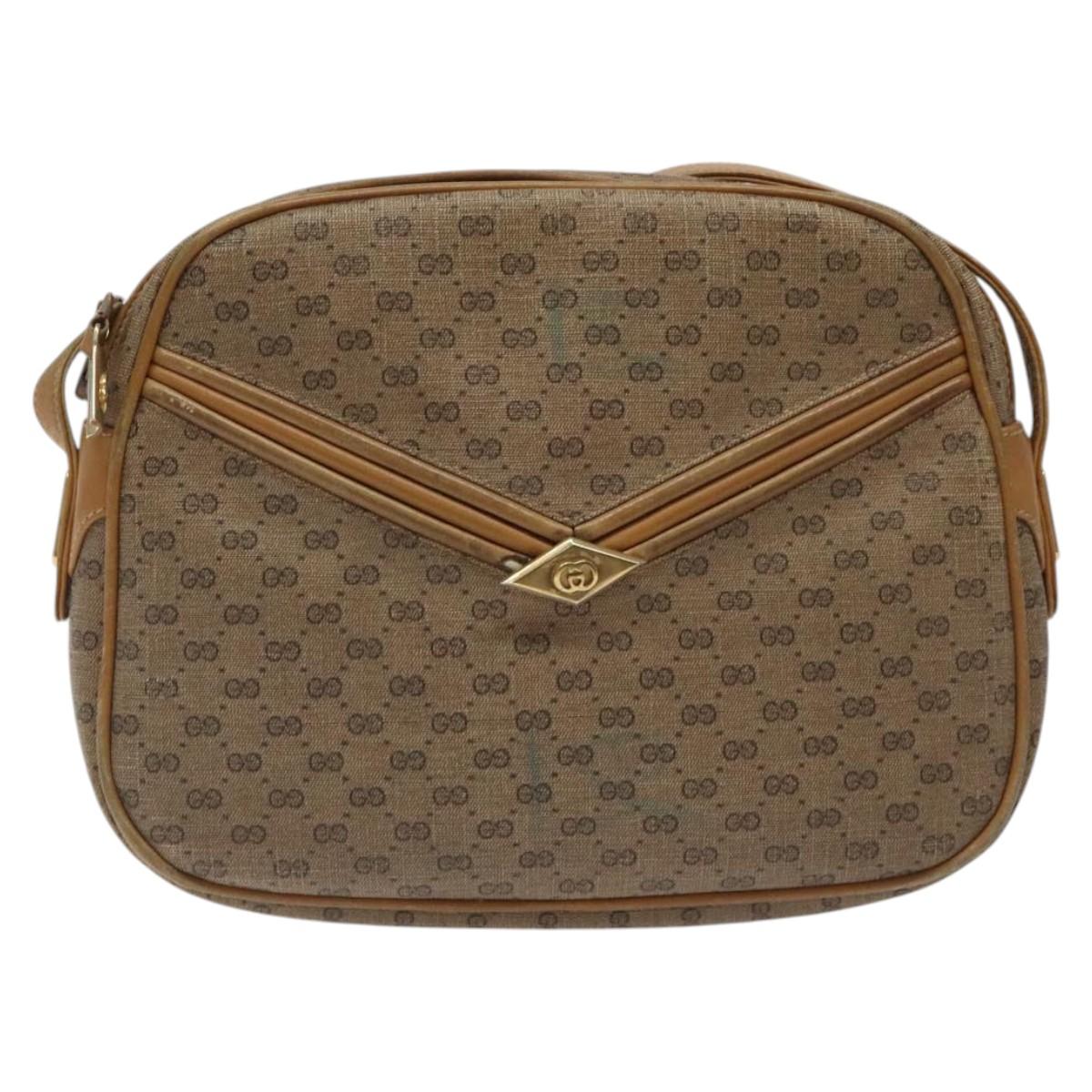 GUCCI Micro GG Supreme Shoulder Bag PVC Beige Auth BA1399