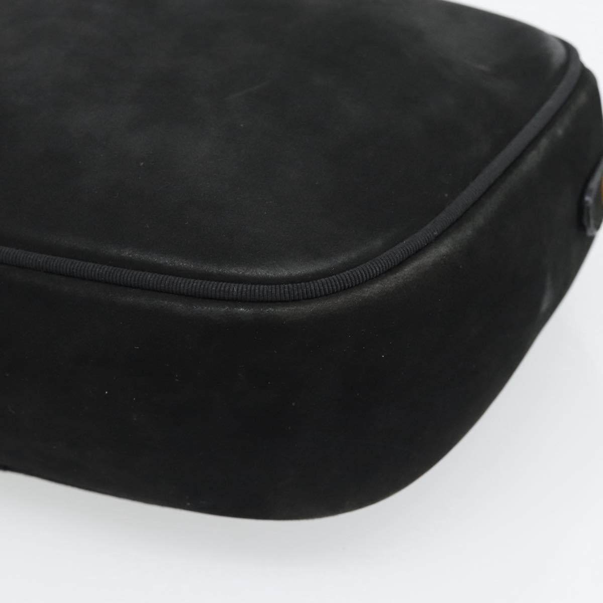 Salvatore Ferragamo Vala Shoulder Bag Suede Black Gold Auth BA13991