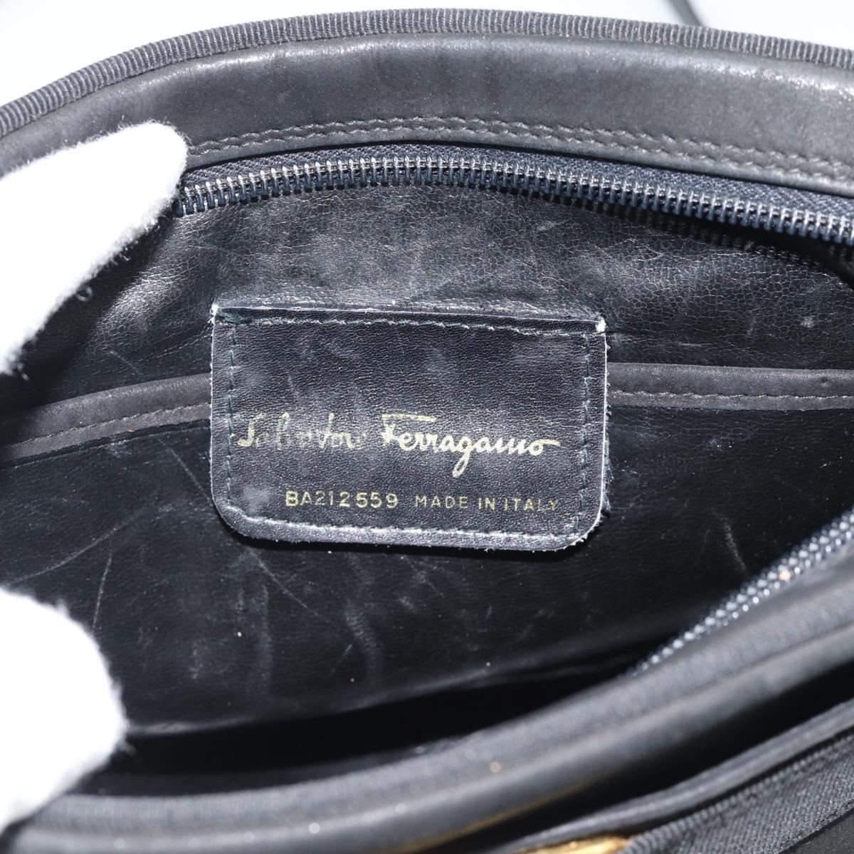 Salvatore Ferragamo Vala Shoulder Bag Suede Black Gold Auth BA13991