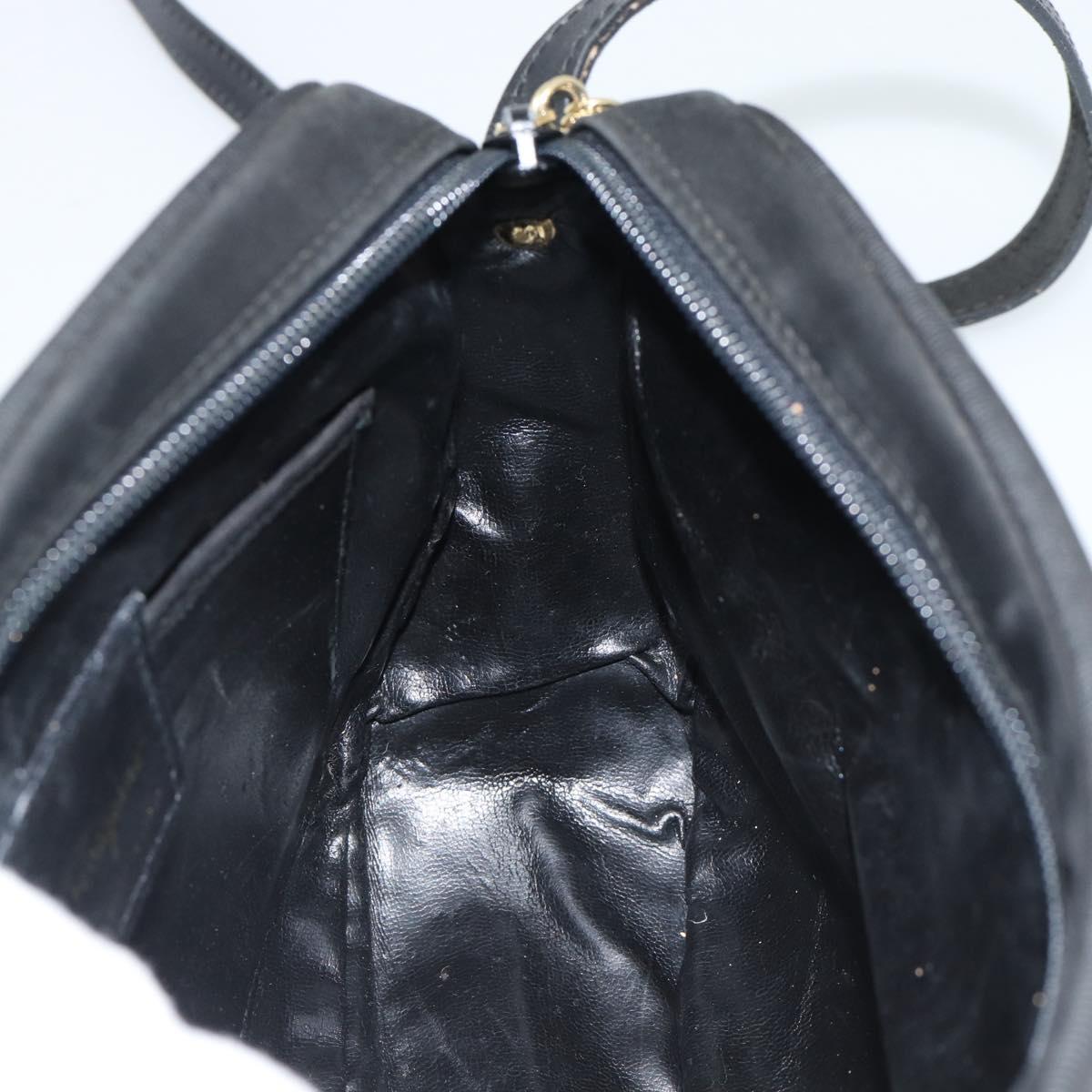 Salvatore Ferragamo Vala Shoulder Bag Suede Black Gold Auth BA13991