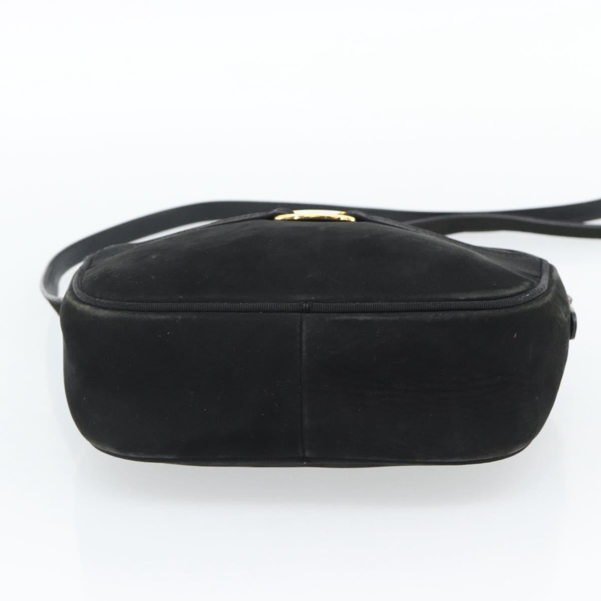 Salvatore Ferragamo Vala Shoulder Bag Suede Black Gold Auth BA13991