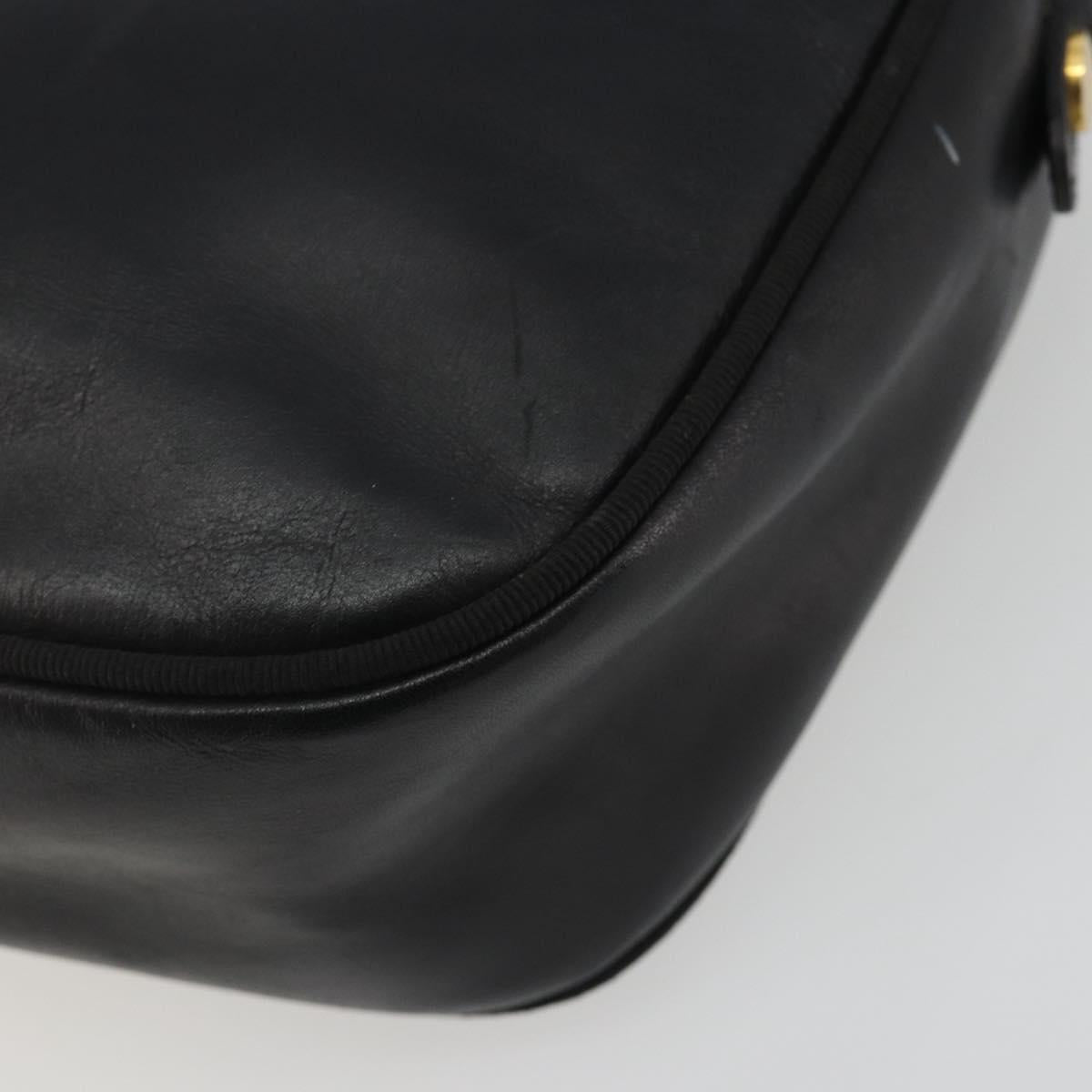 Salvatore Ferragamo Vala Shoulder Bag Leather Black Gold Auth BA13992