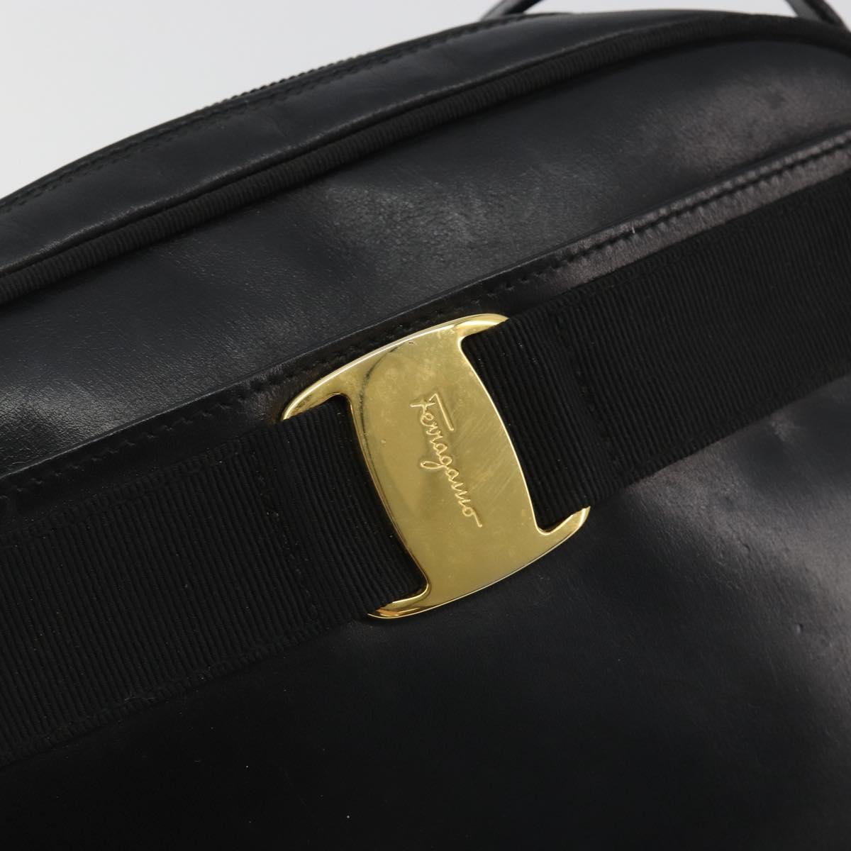 Salvatore Ferragamo Vala Shoulder Bag Leather Black Gold Auth BA13992