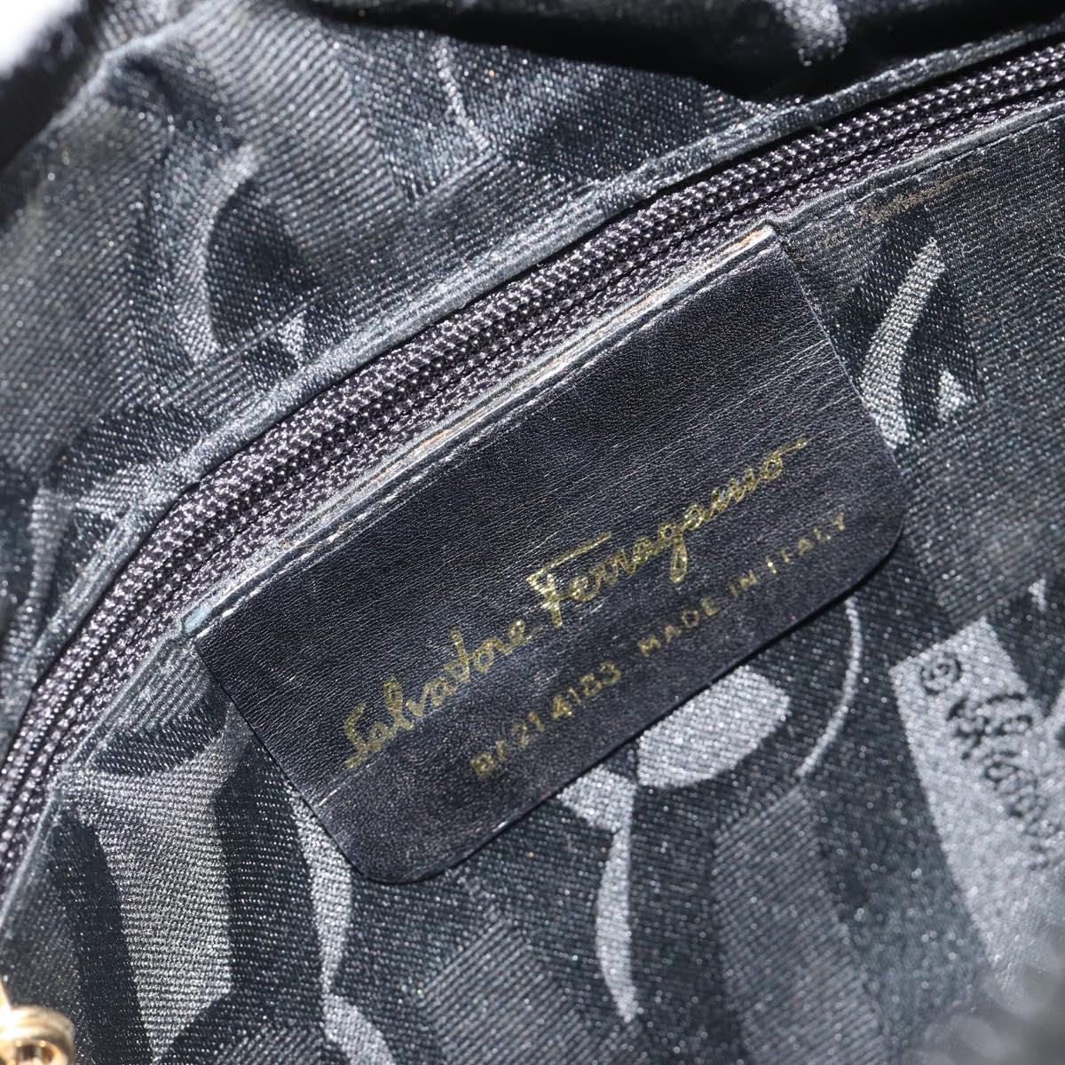 Salvatore Ferragamo Vala Shoulder Bag Leather Black Gold Auth BA13992