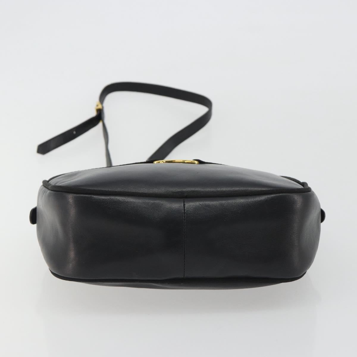 Salvatore Ferragamo Vala Shoulder Bag Leather Black Gold Auth BA13992