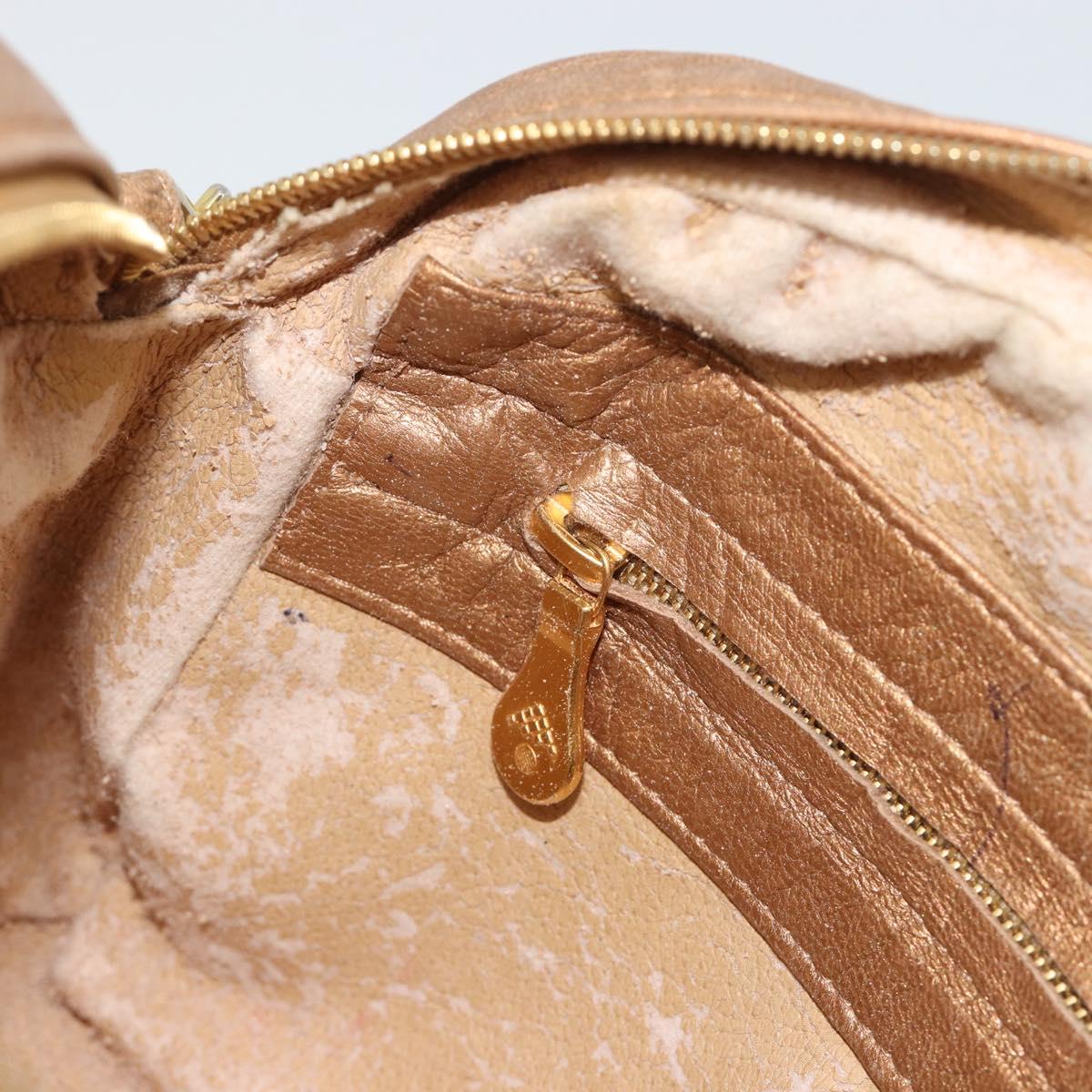 BOTTEGA VENETA INTRECCIATO Shoulder Bag Leather Bronze Gold Auth BA13993
