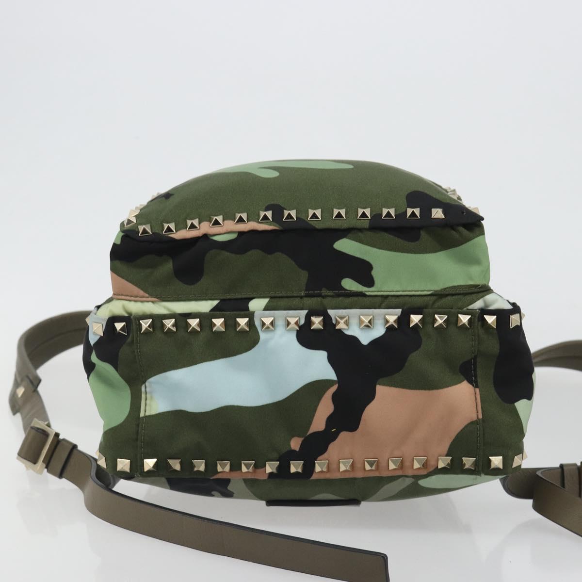 VALENTINO Backpack Nylon Khaki Gold Camouflage Auth BA13995