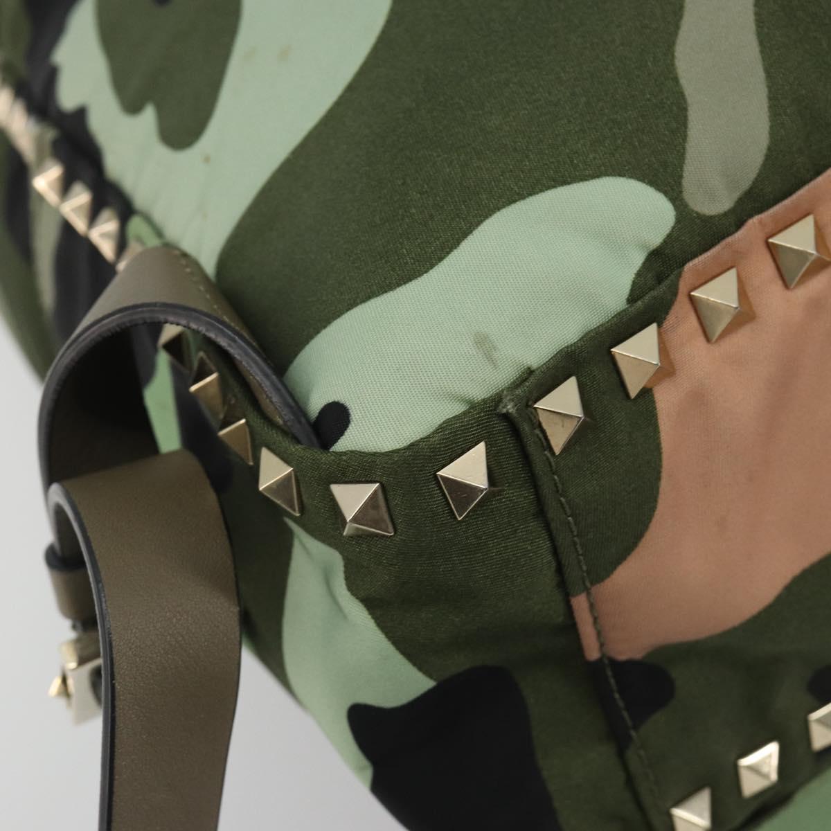 VALENTINO Backpack Nylon Khaki Gold Camouflage Auth BA13995