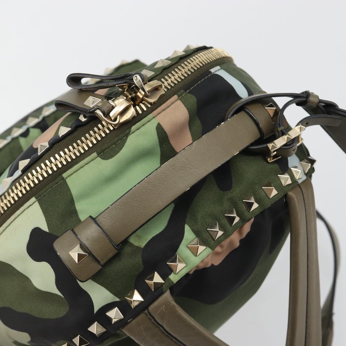 VALENTINO Backpack Nylon Khaki Gold Camouflage Auth BA13995