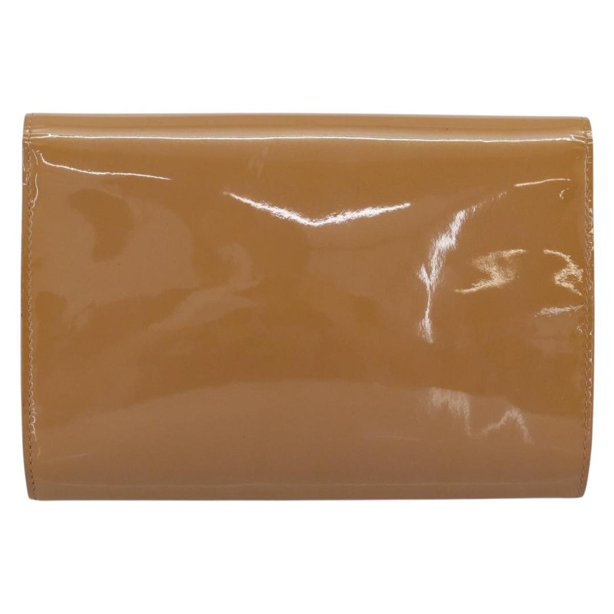 LOUIS VUITTON Vernis Pochette Louise EW Patent Beige M90198 LV Auth BA13996A